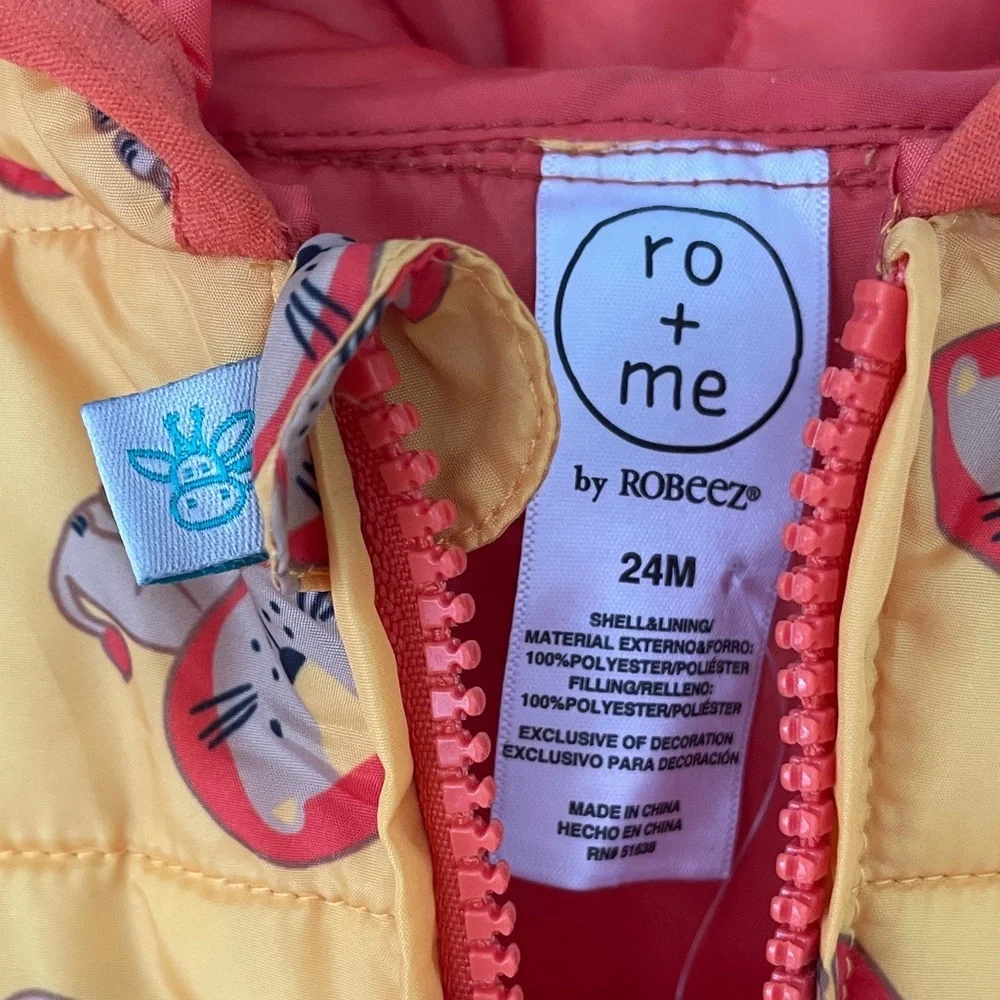 Robeez Ro + Me Yellow Orange Coat Jacket Lion Print Size 24 Months